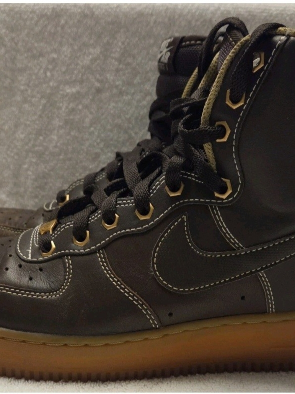 2014 Nike Air Force 1 High Brown Leather Sneakers - Men's Size 8